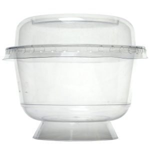 Cette verrine coupe à dessert est spécialement conçue pour les préparations alimentaires. Cette coupe en plastique transparent est constituée d'un seul bloc transparent en plastique ou en polypropylène pour une tenue parfaite en conditions chaudes ou froides, et une réutilisation plus facile. Un couvercle est disponible en option. La verrine coupe est élégante avec son design ovale et possède un pied pour plus de stabilité.